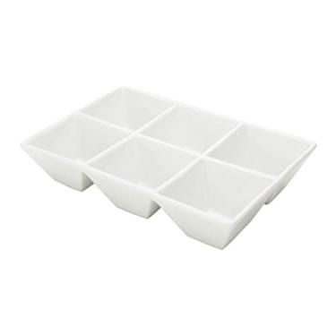 Imagem de Petisqueira C/6 Divisórias de Porcelana Palma Branca 24x16x4,5cm Lyor Branco