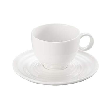 Imagem de Conjunto 6 Xícaras P/chá C/píres De Porcelana Super White Wave 200ml Lyor Branco Único