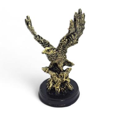 Imagem de Estátua de Águias Resina Dourada Força e Liberdade 14 cm