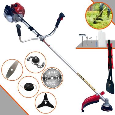 Imagem de Máquina de Cortar Grama Profissional À Gasolina Kawashima BCJ521L 2 Tempos 52cc 2,5HP 10.000rpm Roçadeira Completa Multifunções Com 5 Opções de Cortes