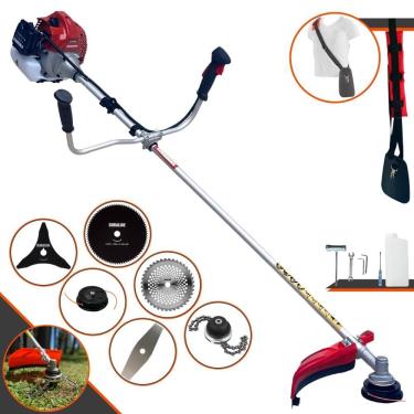 Imagem de Aparador de Grama Kawashima BCJ521L À Gasolina 52cc 2,5HP 10.000rpm Com Carretel + Faca 2 Pontas + 3 Pontas + 40 Dentes de Vídea + 80 Dentes + Trimmer