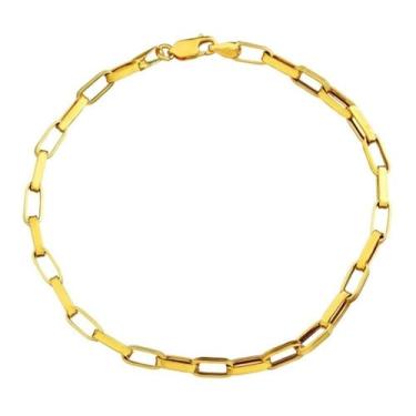 Imagem de Pulseira Masculina Italiana Tijolinho Oca Grossa 3mm Ouro 18k 750 Fecho Mosquetão