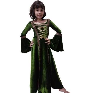Imagem de Vestido medieval tradicional Infantil Verde - Princesa Urbana, 5/6