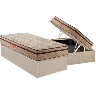 Imagem de Conjunto Box Baú Solteiro: Colchão Molas Paropas Ensacadas Marcelly Ibiza + Base CRC Suede Clean (88x188)