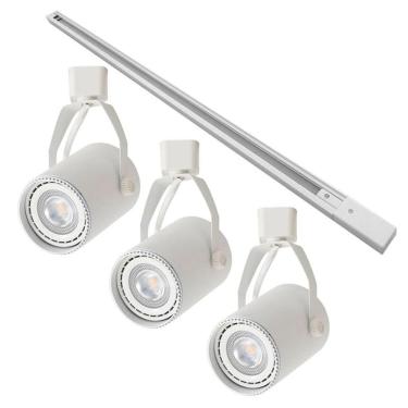Imagem de Kit Trilho 1 Metro com 3 Spots Nordecor Lille AR70 GU10 Bivolt Branco