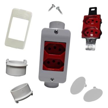 Imagem de KIT Interruptor C/Tomada Branco Simples 10A + Condulete Sobrepor 1pol PVC Antichamas Reforçado (Branco)