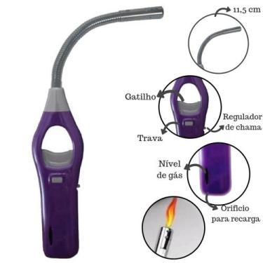 Imagem de Isqueiro Acendedor Fogão Fogo Recarregável Flexivel 1 Peça - BJ