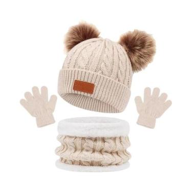 Imagem de Conjunto de Luvas, Cachecol e Gorro de Malha para Crianças - Com Bola 