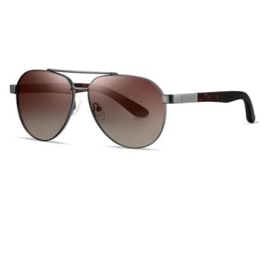 Imagem de HCPIHF Óculos de sol de liga leve polarizados, degradê, masculino, feminino, espelhado (degradê marrom)