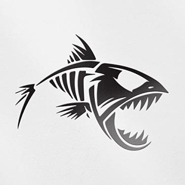 Imagem de Adesivos de decalque transparente de peixe esqueleto 2 (preto) adesivos de decalque de vinil premium à prova d'água para laptop acessório de telefone capacete janela de carro caneca tubérculo copo porta decoração de parede ANDSKUS023106BL090622