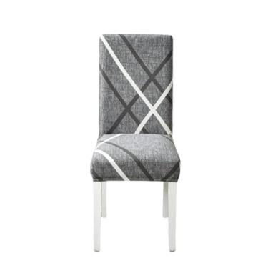 Imagem de Conjunto de capas para cadeiras ajustáveis, 1 peça, sala de jantar, elásticas, elastano, capas para assento, removível, encosto alto (tamanho universal, 1 peça, cor 21)