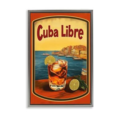Imagem de Stupell Industries Cuba Libre Vintage Cocktail Gray Framed Floater Canvas Wall Art Design por Andreas Magnusson, 25 x 17