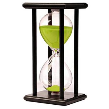 Imagem de Relógio Temporizador Areia Ampulheta 30 Minutos Ornamento para Casa Escritório Decoração de Mesa para Sala de Estar Mesa de Café Jogo Escolar 30 Minutos Moldura de Madeira Sandglass Verde