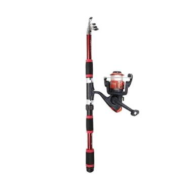 Imagem de Vara de Pesca de Viagem Conjunto de vara pesca kits completos com telescópica e iscas carretel viagem(Red)