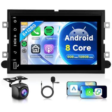 Imagem de Rádio automotivo 8Core 6G + 128G Android para Ford F150/F250/F350 2004-2014, Rimoody estéreo para carro com Carplay, Android, navegação GPS automática, USB, tela sensível ao toque, conexão espelhada