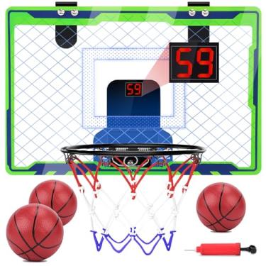 Imagem de NEXBOX Mini cesta de basquete sobre a porta interna para crianças, cesta de basquete de escritório pequena com placar, presentes esportivos para meninos de 4 a 7 anos de idade, 8 a 12 anos, brinquedos