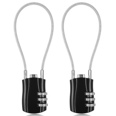 Imagem de Cadeados TSA para bagagem, pacote com 2 fechaduras de bagagem, à prova d'água, com cabo extralongo, trava de bagagem, cadeado aprovado pela TSA para armário de academia, armários de arquivo, mala de