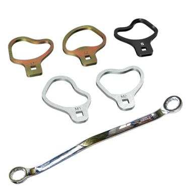 Imagem de Kit de ajuste de cambagem de rodízio 41620 6 peças - compatível com Chevrolet e GMC, inclui ferramentas de fixação de ajuste de came e chaves de 21 mm/24 mm para alinhamento preciso da roda