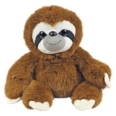 Imagem de Bicho Preguiça Pelúcia Peludinho Olho Brilho 25Cms - Marrom Claro - Fi