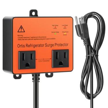Imagem de Ortis - Protetor contra sobretensão de geladeira, soquete duplo para aparelhos com atraso de tempo, cabo de alimentação de 1,8 m, protege contra quedas de energia, pontos, U