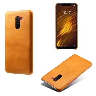 Imagem de Capa para Xiaomi Pocophone F1,Proteção contra quedas,Casca de volta de cor sólida simples,Design de couro de imitação de plástico-Orange
