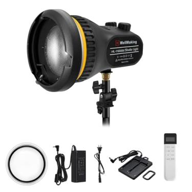 Imagem de Wellmaking Luz de vídeo LED HL-700Bi 70W Fresnel COB Bi Color 2800K-6500K CCT Mode/CRI97+/6 cenas/fonte de alimentação AC/DC montagem Bowens iluminação de saída contínua portátil, estúdio/fotografia