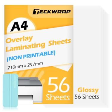 Imagem de TECKWRAP Folhas laminadas brilhantes para impressão a jato de tinta, papel de transferência de papel de vinil 21 x 29,7 cm, A4, 56 peças, papel de contato transparente para scrap-booking, papel