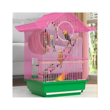 Imagem de Gaiola de pássaro ecológica especial doméstica grande gaiola de luxo villa econômica gaiola de pássaro papagaio periquito arara pequeno pássaro (rosa)