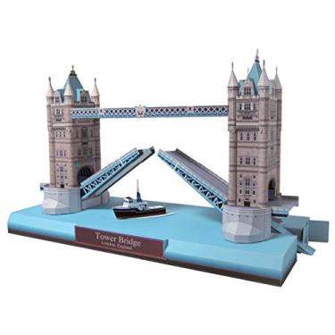 Imagem de Maquete Monumento Miniatura Ponte da Torre Tower Bridge Inglaterra Quebra Cabeça 3D Colagem Papercraft HAS BRASIL