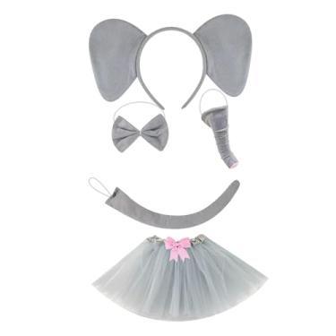 Imagem de Colaxi Fantasia de elefante infantil para festa de aniversário, cosplay, decoração, adereços de carnaval, com Saia de Laço Rosa