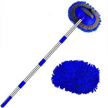 Imagem de WillingHeart Luva de limpeza de carro de 160 cm com cabo longo, mais adequada para lavagem de caminhões de carros americanos, SUV, RV, trailer, espanador de microfibra de chenille 2 em 1, não machuca a tinta livre de arranhões