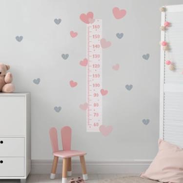 Imagem de Adesivo Corações Tons de Rosa Régua Crescimento Glitter