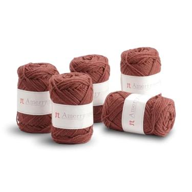 Imagem de Conjunto de 5 novelos Hamanaka Amerry, peso médio, 70% lã merino da Nova Zelândia, 30% mistura acrílica, fio macio e fácil de tricotar para tricô e crochê, feito no Japão (Col. 50)