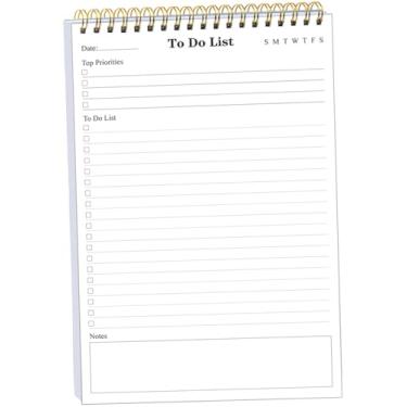 Imagem de Yaridar To Do List Notepad - A5 Undated Daily Planner, 50 Sheets To Do List Notebook for Work, Spiral Waterproof Notepad for Office Supplies, School Planner, 5.8" x 8.3"