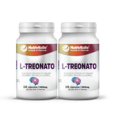Imagem de L-Treonato Magnésio Treonato + L-Taurina 500mg Nutrivitalle 60 Cápsulas Kit 2 Unidades