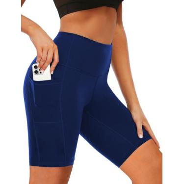 Imagem de Shorts de banho Buauty de cintura alta com bolsos UPF50+ azul-marinho