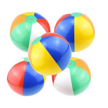 Imagem de 5pcs bola de praia inflável arco-íris cor piscina festa favores brinqu