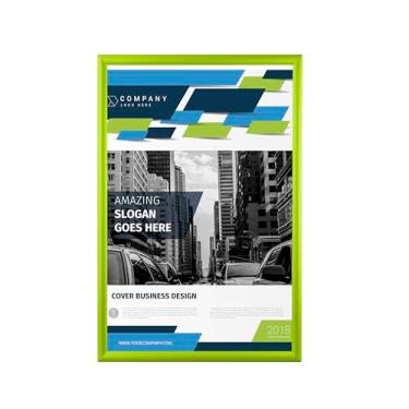 Imagem de Moldura de alumínio BNV para pôster/imagem de encaixe frontal, perfil de 2,5 cm, montagem na parede, modo retrato e paisagem, fácil instalação, antirreflexo, capa de PVC, leve (verde claro, 40,6 x 50)