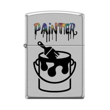 Imagem de Zippo Isqueiro à prova de vento cromado acetinado design Lighter-Painter #Z5402