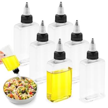 Imagem de 6 garrafas dispensadoras de óleo, garrafa de condimento à prova de vazamento de 100 ml com tampa superior torcida, dispensador de molho de soja de plástico para óleo, xarope e ketchup (100 ml)