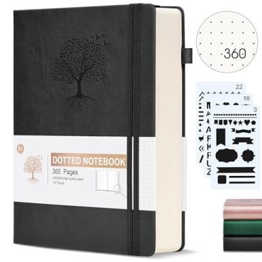 Imagem de Agenda organizadora pontilhada Ansopu, 360 páginas numeradas, 100 g/m², caderno grosso, capa dura de couro, para escrita, para mulheres e homens, B5, para trabalho, 19 x 25 cm, preta