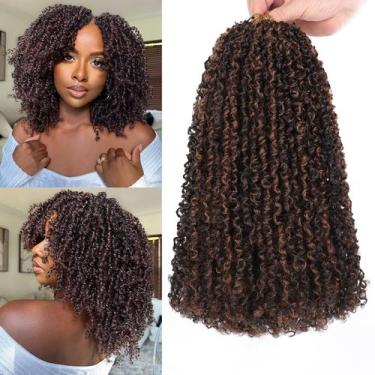 Imagem de Cabelo de crochê COOKOO Yanky Twist 30 cm, 8 pacotes pré-enrolados, 1B