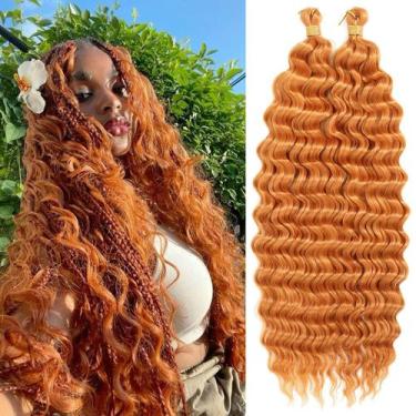Imagem de Braiding Hair Eerya Long Curly 18 polegadas Ginger Orange, 2 pacotes