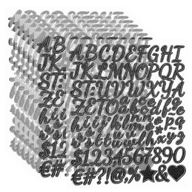 Imagem de PATIKIL 768 peças de adesivos de letras com glitter de 2,5 cm, 8 folhas de adesivos com número do alfabeto autoadesivos de vinil, adesivos à prova d'água para decoração de scrapbook, placa de caixa de