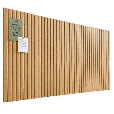 Imagem de Quadro grande de cortiça para escritório, pacote com 8 azulejos de parede de feltro com painéis de parede de ripas e abas adesivas removíveis seguras, quadro de avisos de feltro, placas de cortiça