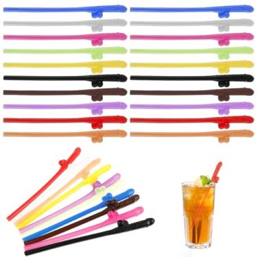 Imagem de HSHGZSR 20 canudos para despedida de solteira, canudos criativos de plástico de 19,2 cm, canudos noturnos criativos para meninas, reutilizáveis, divertidos, para despedida de solteira (coloridos)