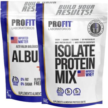 Imagem de WHEY ISOLADO PROTEIN MIX 900G l ALBUMINA COM BIOTINA 1KG l PROFIT-Unissex