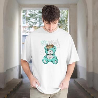 Imagem de Camiseta Unissex Casual Manga Curta Urso Rei Leve e Confortável em Algodão do P ao G1-Unissex