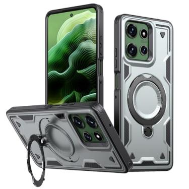 Imagem de SORAKA Capa para Motorola Moto G Power 5G 2025 com suporte de anel compatível com MagSafe Iron sheet Capa resistente que absorve choques Proteção contra quedas de nível militar