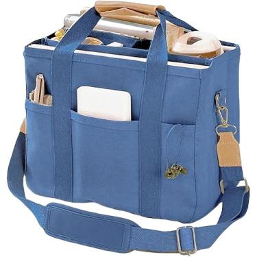 Imagem de Tuobo Sacola feminina pequena bolsa elegante mini bolsa de lona moda bolsa transversal bolsa de ombro, B Azul escuro, Moda clássica